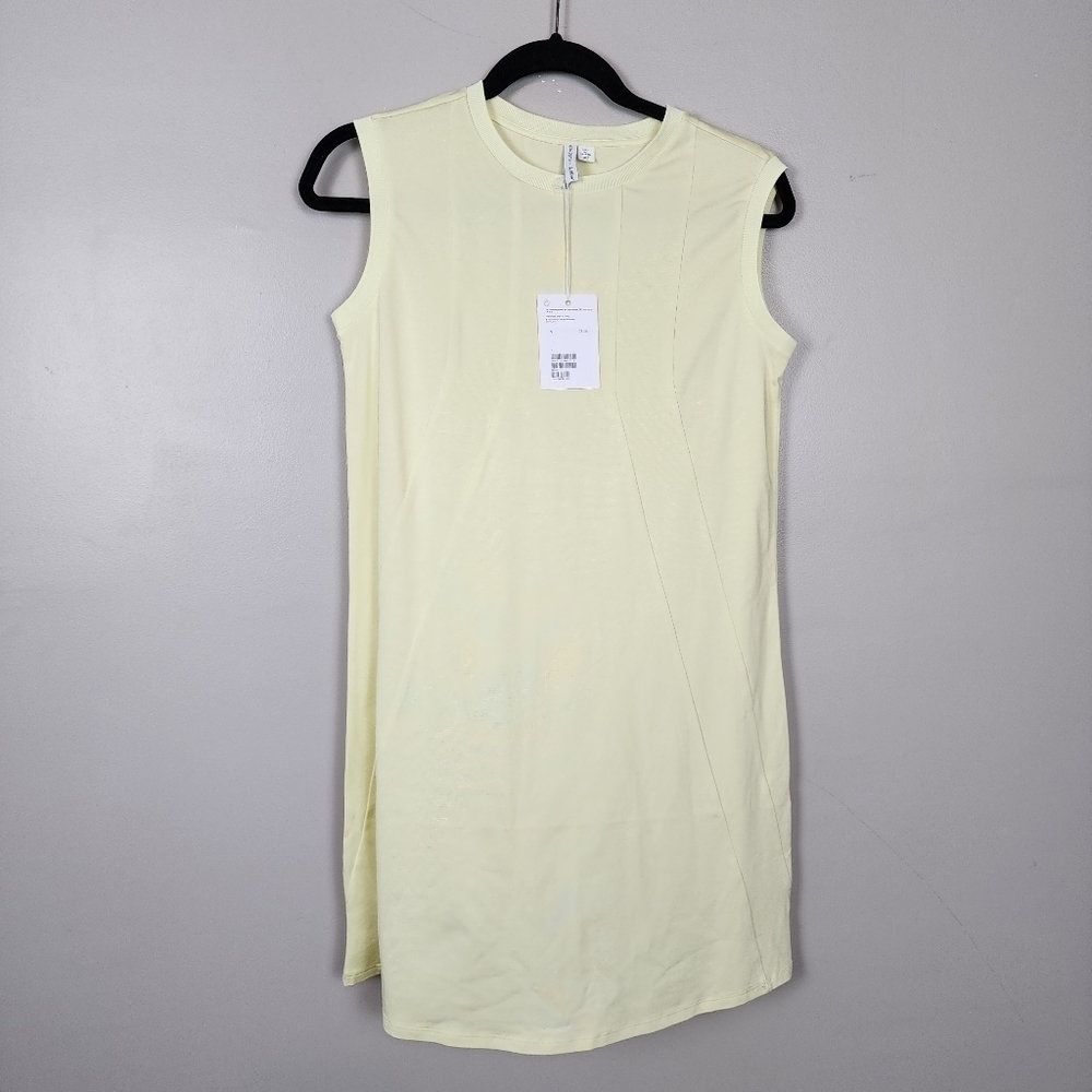 & other stories stretchy yellow mini dress, size 4, nwt